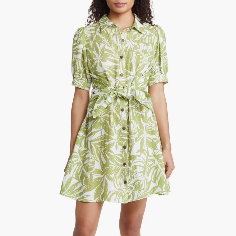 Rachel Parcell Women's Puff Sleeve Shirt Dress
